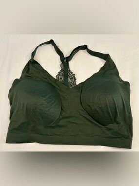 Soma Lace-Racerback Seamless Bralette in Forest Green